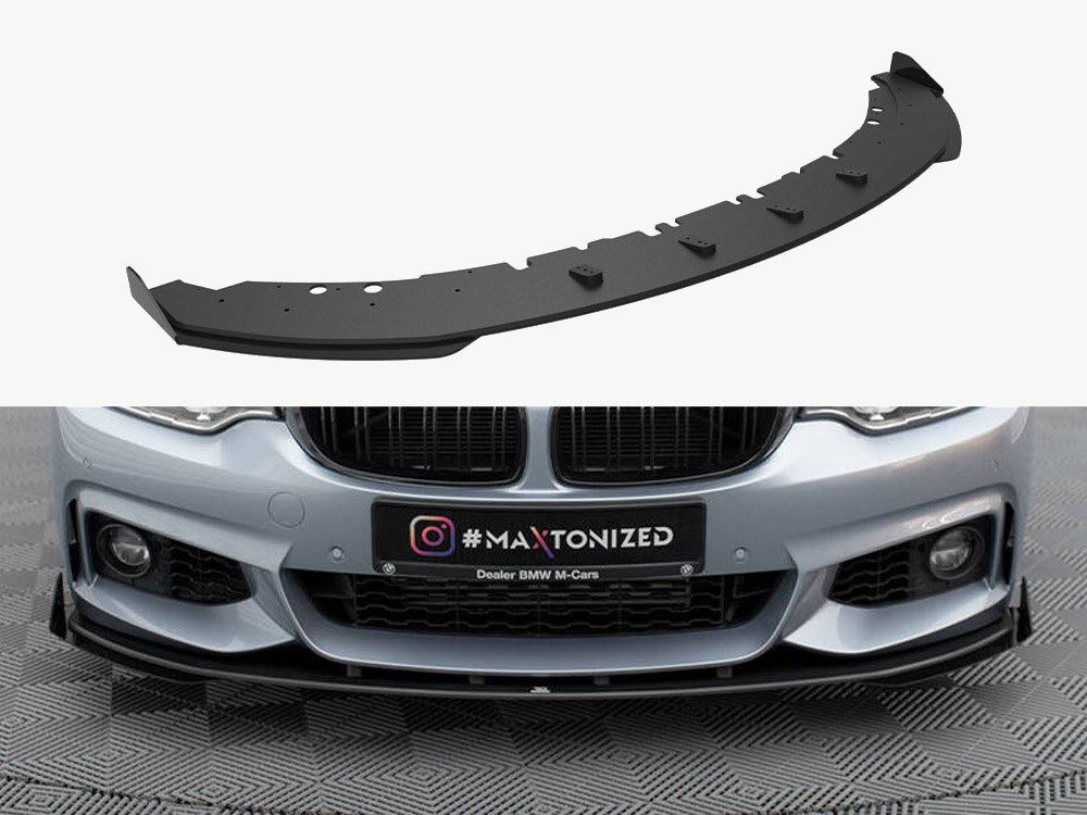 Maxton Design Street PRO Front Splitter + Flaps BMW 4 Coupe / Gran Coupe / Cabrio M-Pack F32 / F36 / F33 - BM4F32MPACKCNC-FD4B+FSF1G - Image 1