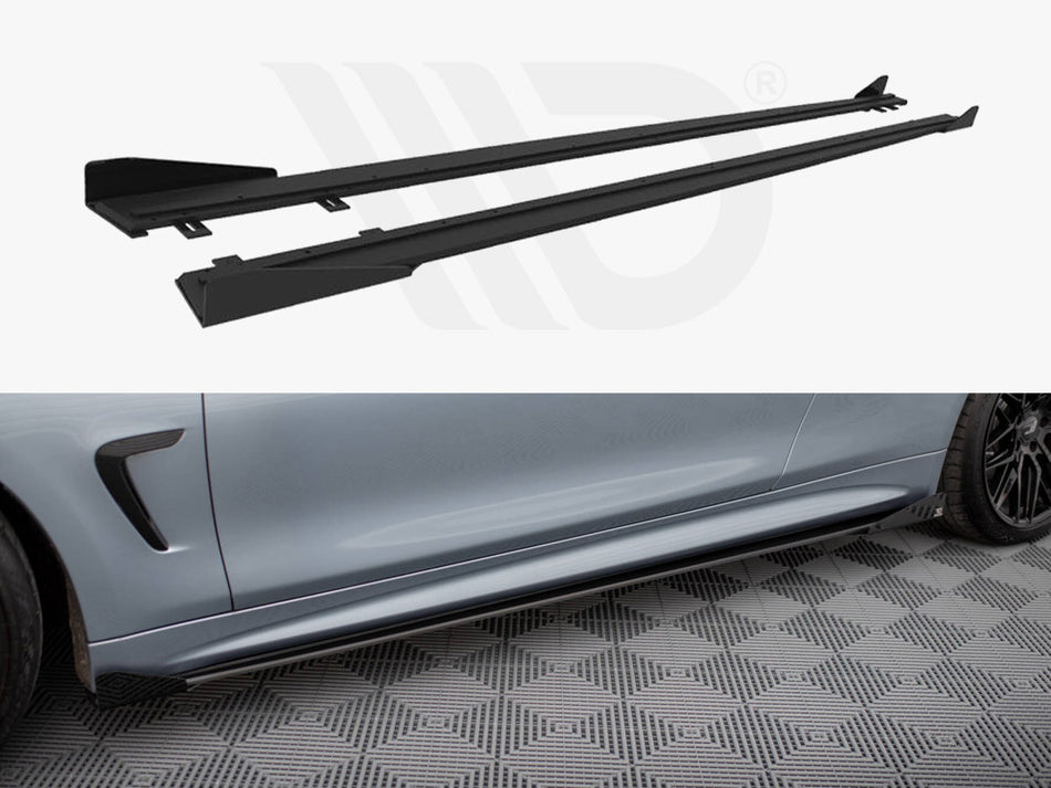 MAXTON DESIGN Street PRO Side Skirts Diffusers + Flaps BMW 4 Coupe / Gran Coupe / Cabrio M-Pack F32 / F36 / F33