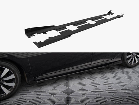Maxton Design Street PRO Side Skirts Diffusers + Flaps Honda Civic Mk10 - HOCI10CNC-SD1B+SF1G - Image 1