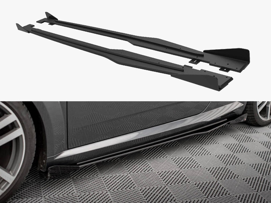 Maxton Design Street PRO Side Skirts Diffusers + Flaps Audi TT S / S-Line 8S - AUTT3SLINECNC-SD1B+SF1G - Image 1