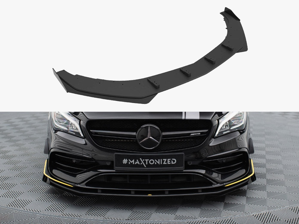 Maxton Design Street PRO Front Splitter + Flaps Mercedes-AMG CLA 45 Aero C117 Facelift - MECLA117AMGAEROCNC-FD1B+FSF1G - Image 1
