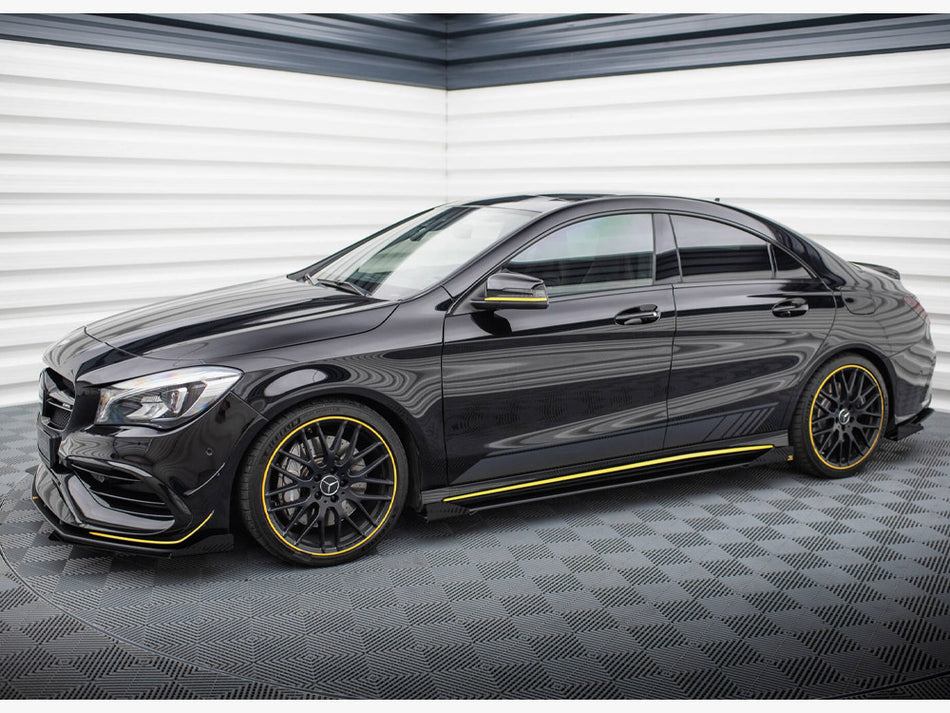 Street PRO Side Skirts Diffusers + Flaps Mercedes-AMG CLA 45 C117 Facelift - Black-Red + Gloss Flaps