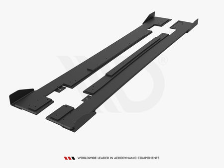 Street PRO Side Skirts Diffusers + Flaps Mercedes-AMG CLA 45 C117 Facelift - Black-Red + Gloss Flaps