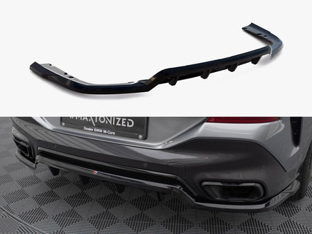 Maxton Design Central Rear Splitter (Vertical Bars) V.1 BMW X6 M-Pack G06 Facelift - BM-X6-G06F-MPACK-RD1G+RD3G - Image 1