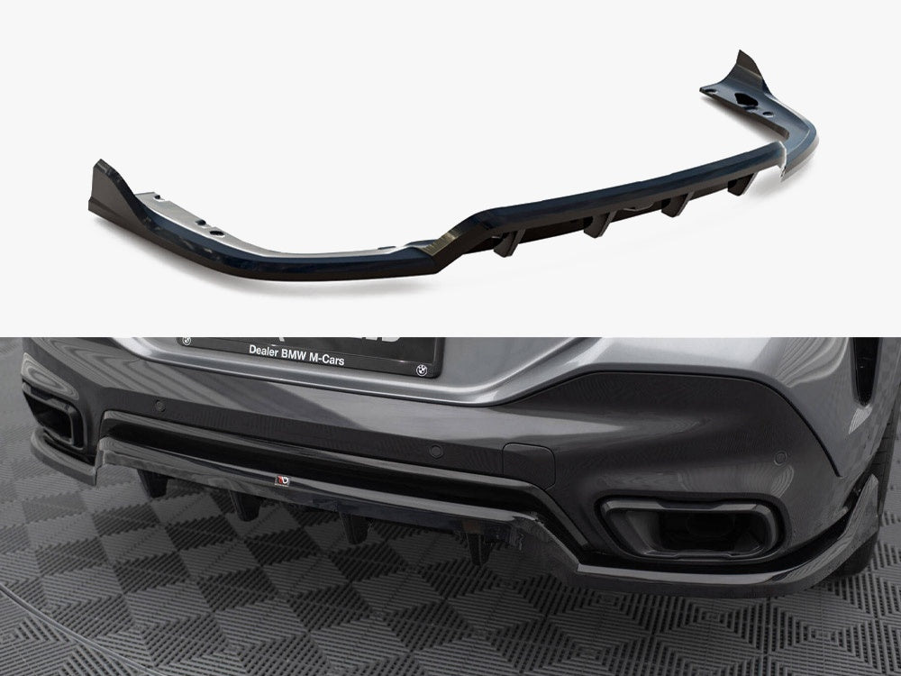 Maxton Design Central Rear Splitter (Vertical Bars) V.2 BMW X6 M-Pack G06 Facelift - BM-X6-G06F-MPACK-RD2G+RD3G - Image 1