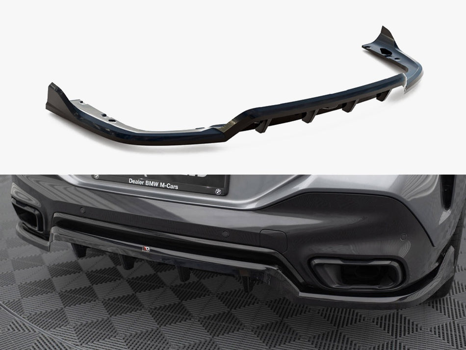 Maxton Design Central Rear Splitter (Vertical Bars) V.2 BMW X6 M-Pack G06 Facelift - BM-X6-G06F-MPACK-RD2G+RD3G - Image 1