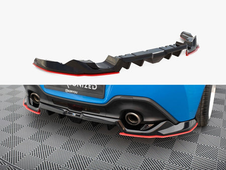 Maxton Design Central Rear Splitter (Vertical Bars) V.2 Toyota GR86 Mk1 - TO-GR86-1-RD2G+RD5G+RD2RRED - Image 1