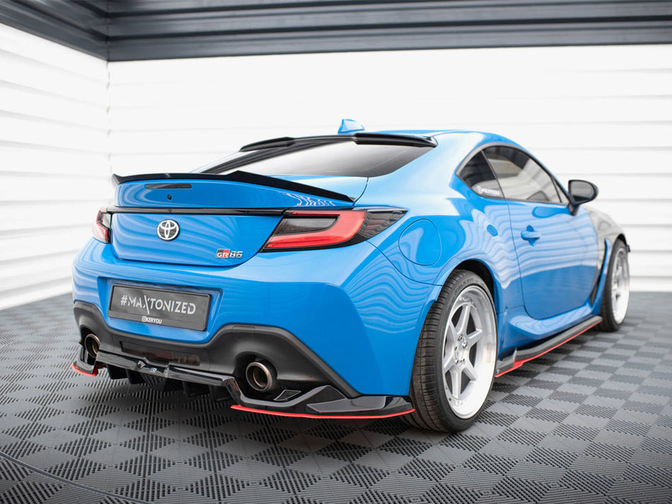 Maxton Design Central Rear Splitter (Vertical Bars) V.2 Toyota GR86 Mk1 - TO-GR86-1-RD2G+RD5G+RD2RRED - Image 2