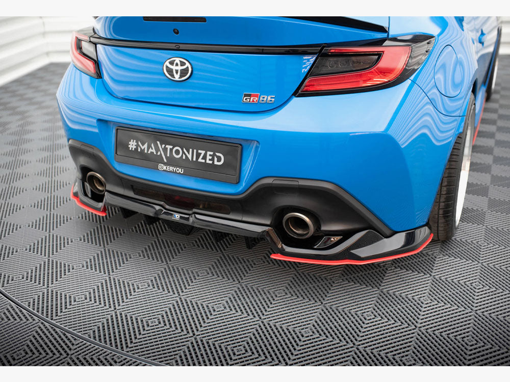 Maxton Design Central Rear Splitter (Vertical Bars) V.2 Toyota GR86 Mk1 - TO-GR86-1-RD2G+RD5G+RD2RRED - Image 4