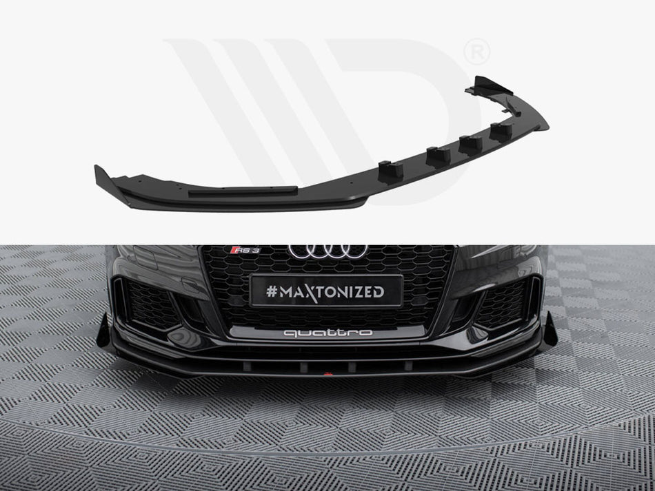 MAXTON DESIGN Street PRO Front Splitter V.1 + Flaps Audi RS3 Sedan 8V Facelift
