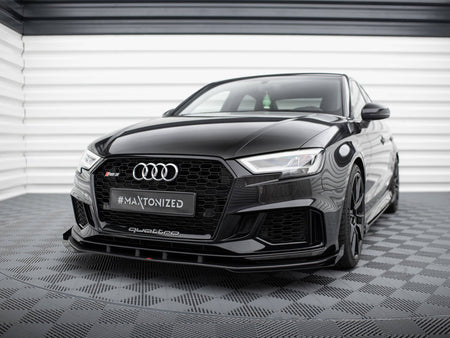 Maxton Design Street PRO Front Splitter V.1 + Flaps Audi RS3 Sedan 8V Facelift - AURS38VFSCNC-FD1B+FSF1G - Image 2