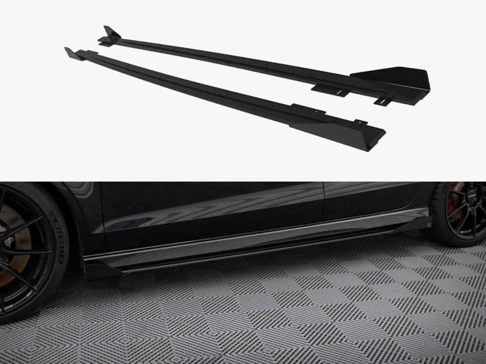 Maxton Design Street PRO Side Skirts Diffusers V.1 + Flaps Audi RS3 Sedan 8V Facelift - AURS38VFSCNC-SD1B+SF1G - Image 1