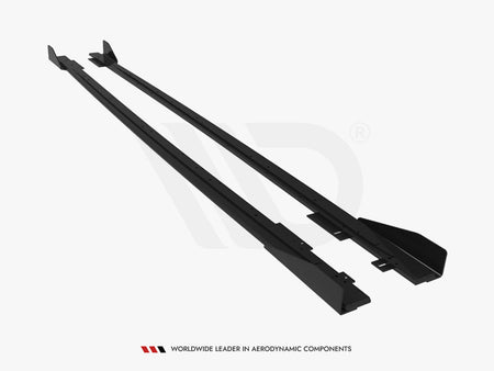 Street PRO Side Skirts Diffusers V.1 + Flaps Audi RS3 Sedan 8V Facelift - Black-Red + Gloss Flaps
