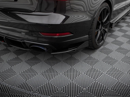 Street Pro Rear Side Splitters + Flaps Audi RS3 Sedan 8V Facelift - Black-Red + Gloss Flaps