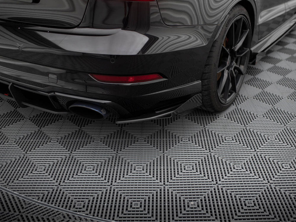 Maxton Design Street Pro Rear Side Splitters + Flaps Audi RS3 Sedan 8V Facelift - Black-Red + Gloss Flaps - AURS38VFSCNC-RSD1BRB+RSF1G - Image 3