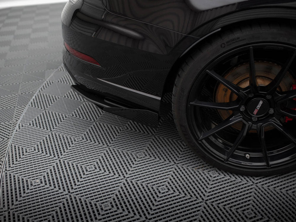 Maxton Design Street Pro Rear Side Splitters + Flaps Audi RS3 Sedan 8V Facelift - Black-Red + Gloss Flaps - AURS38VFSCNC-RSD1BRB+RSF1G - Image 4