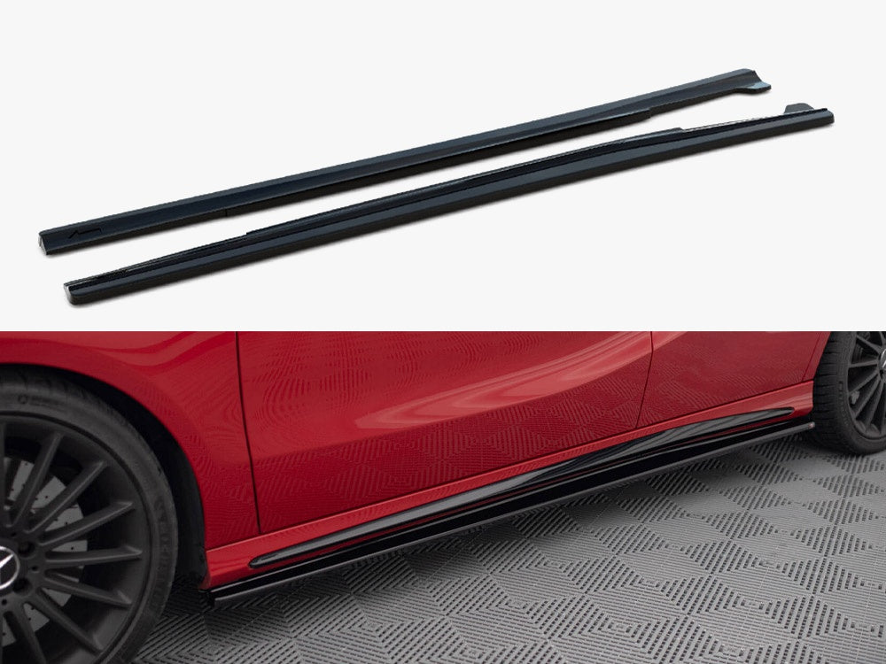Side Skirts Diffusers Mercedes A W176 / CLA 117 AMG / CLA 117 AMG-Line Facelift - Carbon Look
