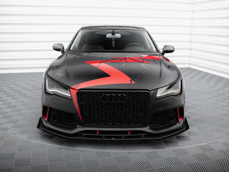 Maxton Design Street PRO Front Splitter + Flaps Audi A7 RS7 Look C7 - AUA7C7RS7LOOKCNC-FD1B+FSF1G - Image 3