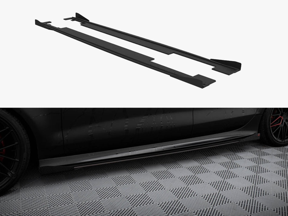 Maxton Design Street PRO Side Skirts Diffusers + Flaps Audi A7 RS7 Look C7 - AUA7C7RS7LOOKCNC-SD1B+SF1G - Image 1