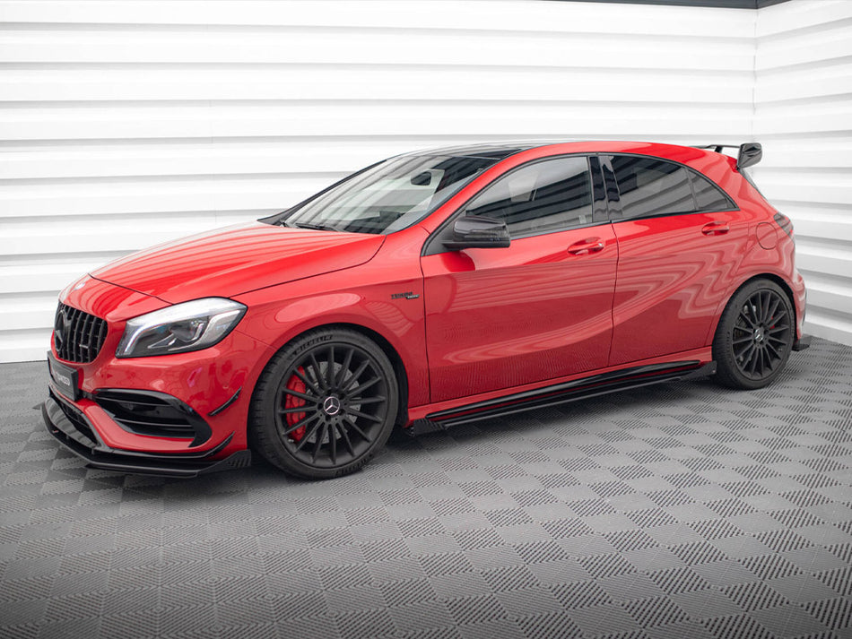 Maxton Design Street PRO Side Skirts Diffusers + Flaps Mercedes-Benz A 45 AMG W176 Facelift - MEA176FAEROCNC-SD1B+SF1G - Image 2