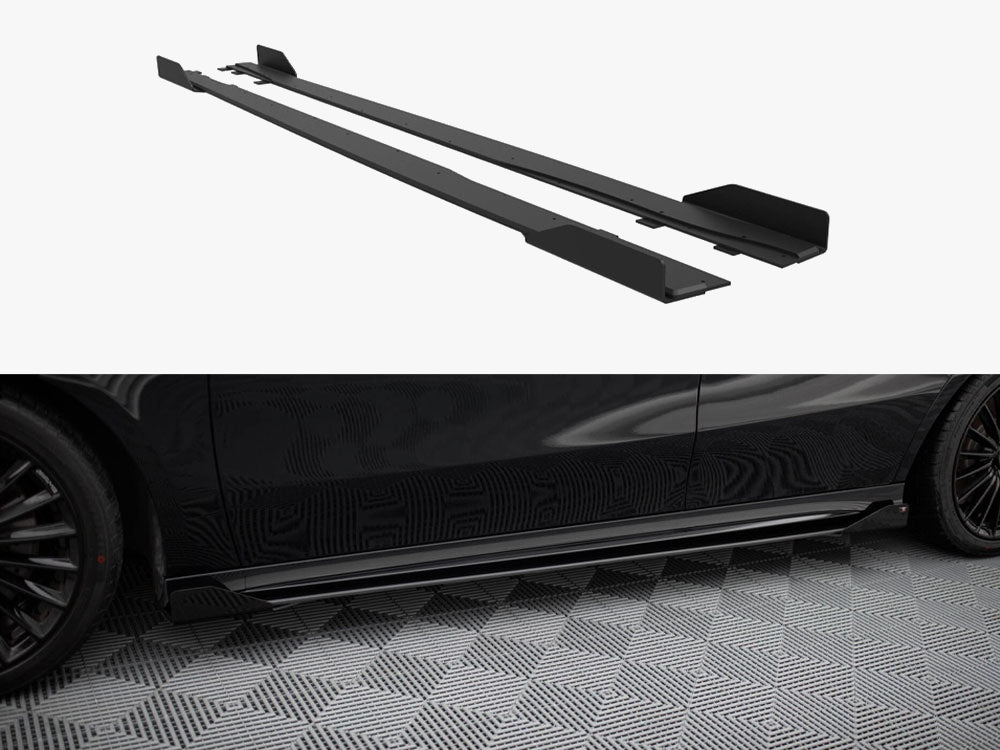 Maxton Design Street PRO Side Skirts Diffusers + Flaps Mercedes-AMG A35 W177 Facelift - MEA177F35CNC-SD1B+SF1G - Image 1