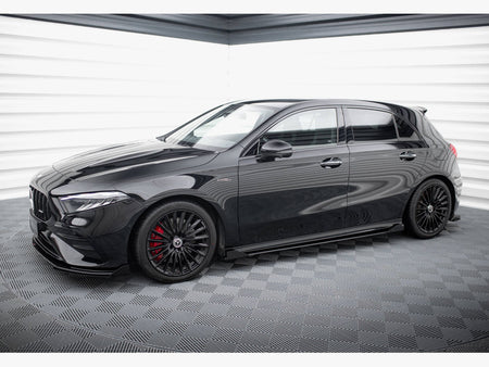 Maxton Design Street PRO Side Skirts Diffusers + Flaps Mercedes-AMG A35 W177 Facelift - MEA177F35CNC-SD1B+SF1G - Image 2