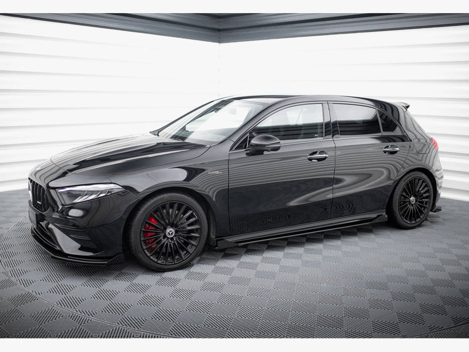 Maxton Design Street PRO Side Skirts Diffusers + Flaps Mercedes-AMG A35 W177 Facelift - MEA177F35CNC-SD1B+SF1G - Image 2