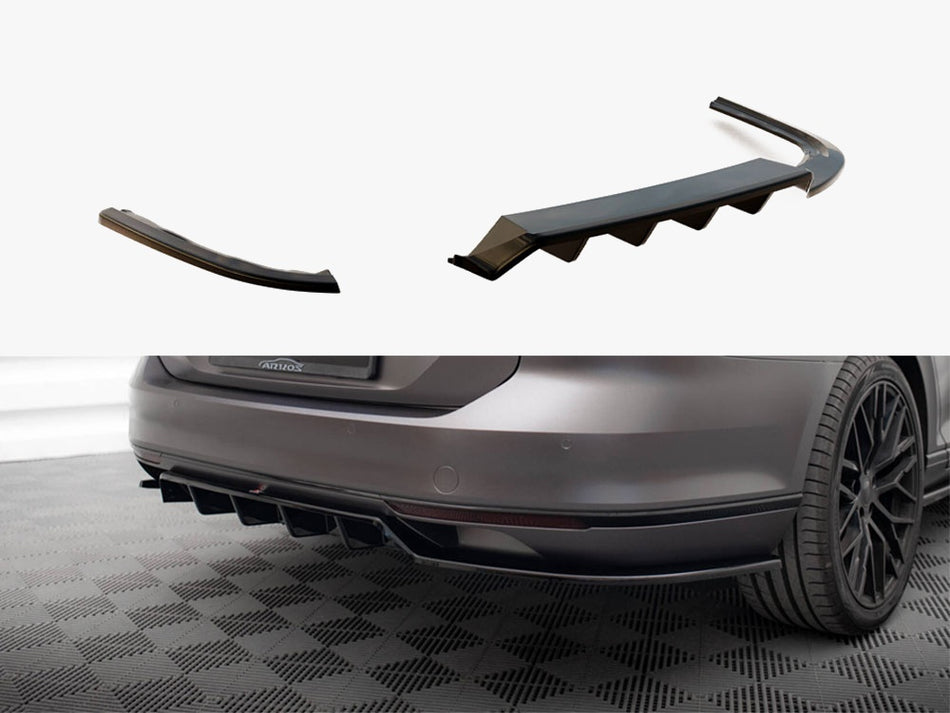 Maxton Design Rear Splitter (Vertical Bars) Volkswagen Passat R-Line B8 - VW-PA-B8-RLINE-RSD2G+RD1G - Image 1