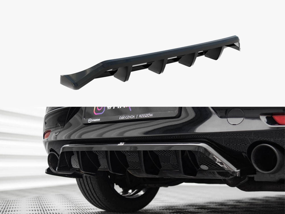 Maxton Design Central Rear Splitter (Vertical Bars) Mazda 3 Mk4 - MA-3-4-RD1G+RD2G - Image 1