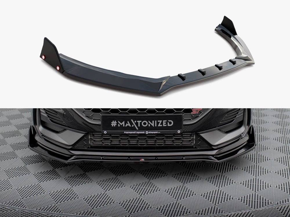 Maxton Design Front Splitter V.4 + Flaps Ford Fiesta ST / ST-Line Mk8 Facelift - FO-FI-8F-ST-FD4G+FSF1B - Image 1