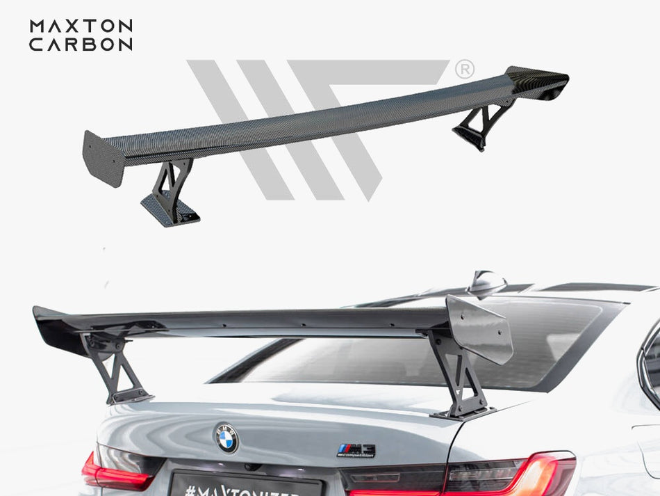 Maxton Design Carbon Spoiler With External Brackets Uprights BMW M3 G80 / M340i G20 / 3 M-Pack G20 / 3 Standard G20 - CF-BM-3-G80-M-WING5-EXT-245-P - Image 1