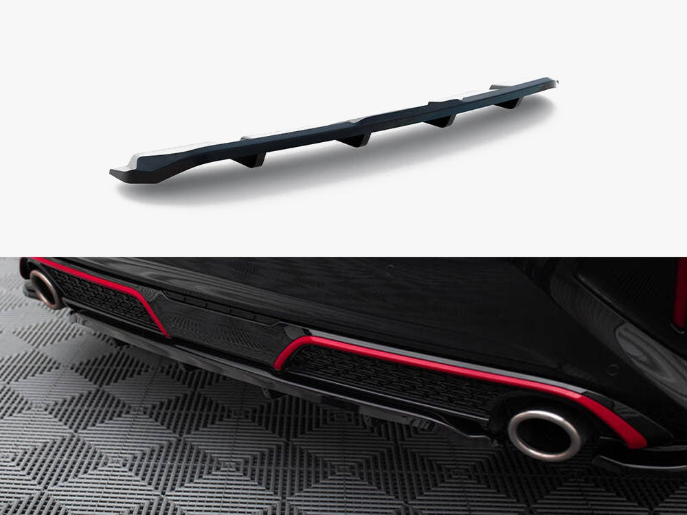 Maxton Design Central Rear Splitter (Vertical Bars) Kia Ceed GT Mk3 Facelift - KI-CE-3F-GT-RD1G+RD2G - Image 1
