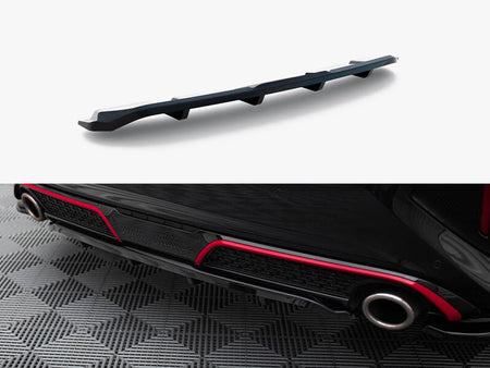 Maxton Design Central Rear Splitter (Vertical Bars) Kia Ceed GT Mk3 Facelift - KI-CE-3F-GT-RD1G+RD2G - Image 1