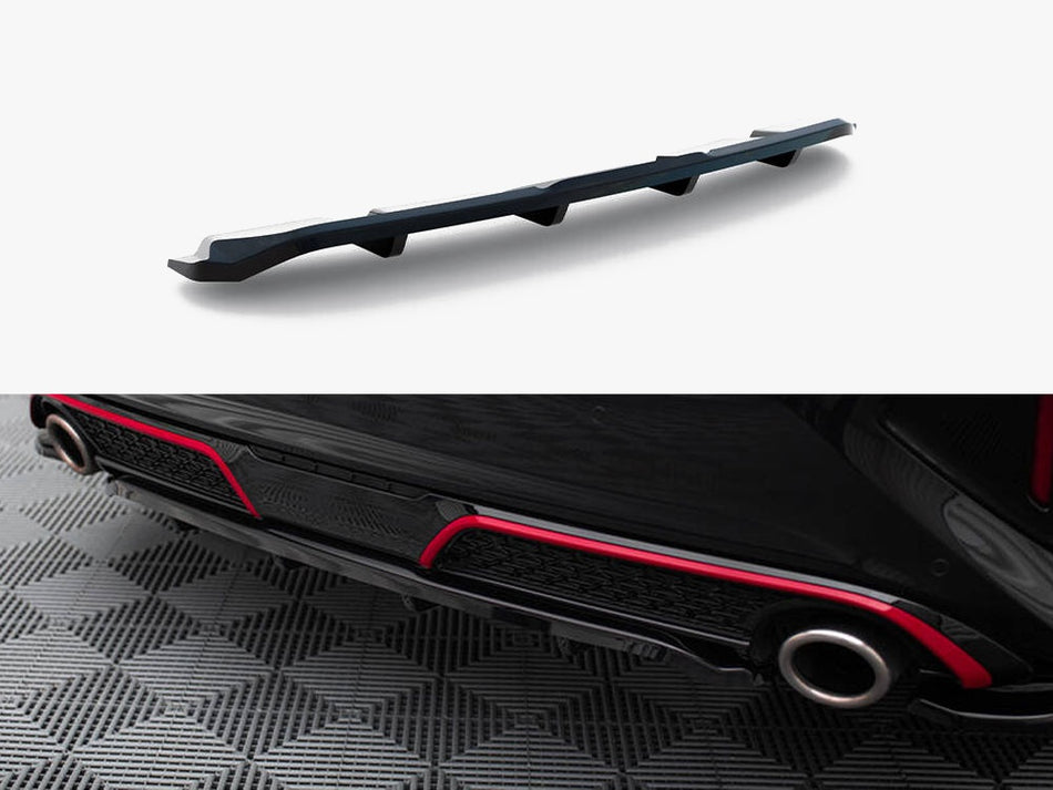 Maxton Design Central Rear Splitter (Vertical Bars) Kia Ceed GT Mk3 Facelift - KI-CE-3F-GT-RD1G+RD2G - Image 1