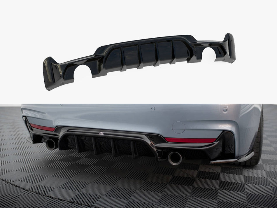 Maxton Design Rear Valance BMW 4 Coupe / Gran Coupe / Cabrio M-Pack F32 / F36 / F33 (Version with single exhausts on both sides) - BM-4-F32-MPACK-RS1GO_O - Image 1