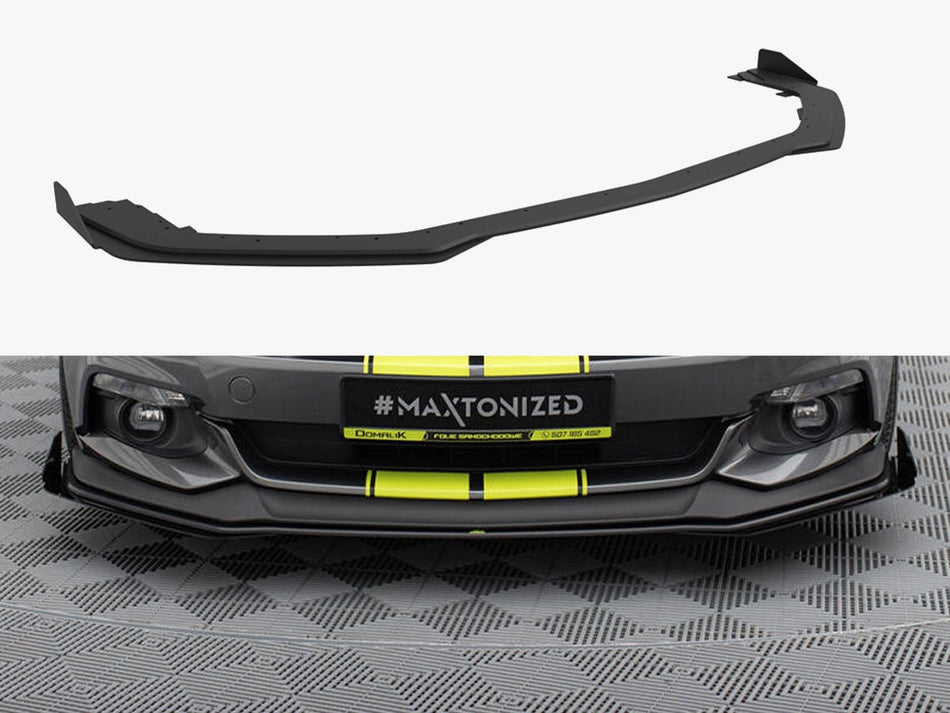 Street PRO Front Splitter + Flaps Ford Mustang GT Mk6 - Black-Red + Gloss Flaps