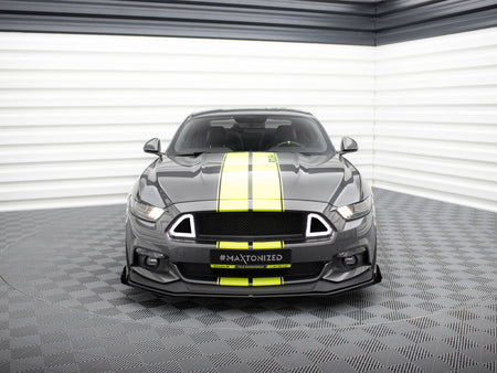 Street PRO Front Splitter + Flaps Ford Mustang GT Mk6 - Black-Red + Gloss Flaps