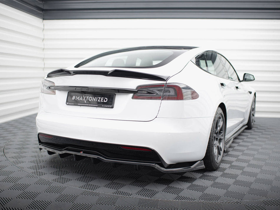 Maxton Design Rear Splitter (Vertical Bars) V.1 Tesla Model S Plaid Mk1 Facelift - TE-MODELS-1F2-PL-RD1G+RD3G - Image 2