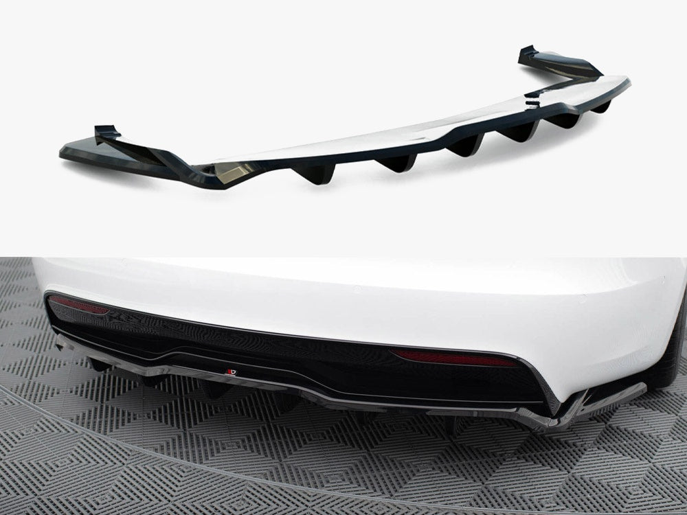Maxton Design Rear Splitter (Vertical Bars) V.2 Tesla Model S Plaid Mk1 Facelift - TE-MODELS-1F2-PL-RD2G+RD3G - Image 1