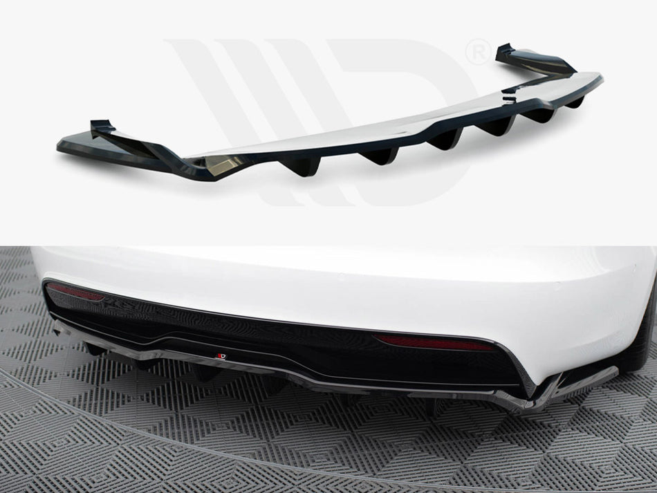 MAXTON DESIGN Rear Splitter (Vertical Bars) V.2 Tesla Model S Plaid Mk1 Facelift