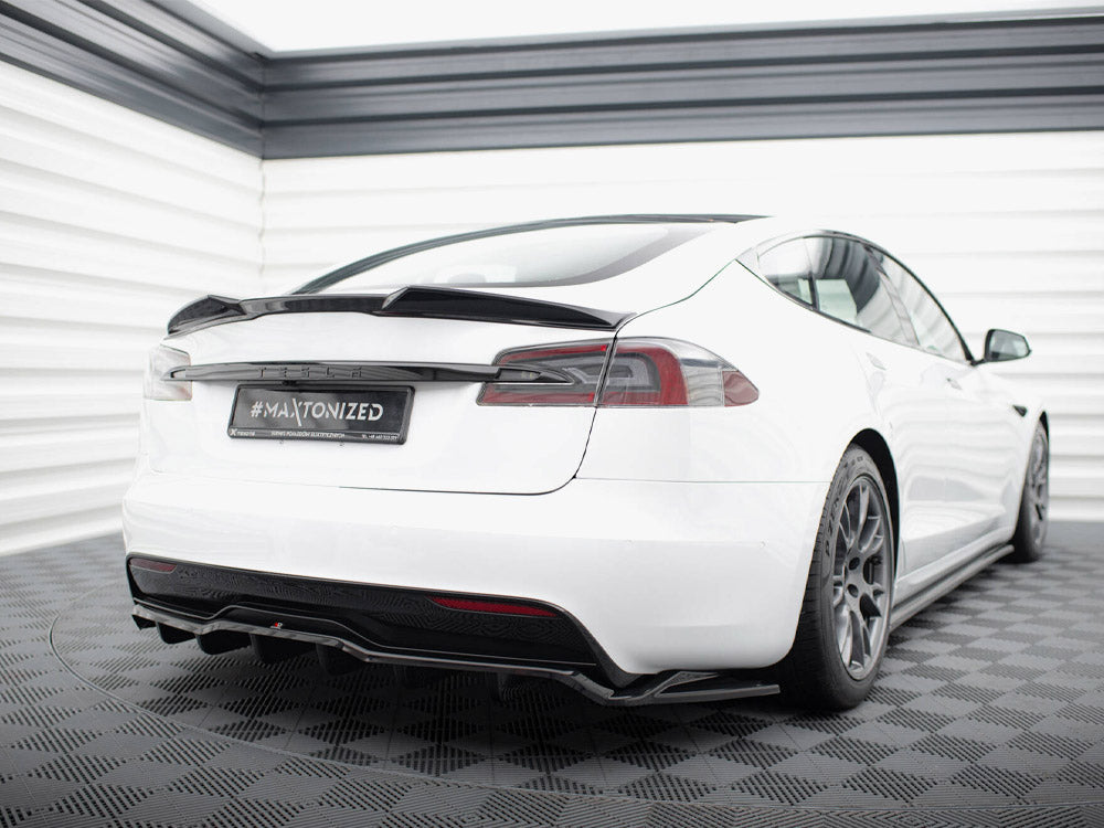 Maxton Design Rear Splitter (Vertical Bars) V.2 Tesla Model S Plaid Mk1 Facelift - TE-MODELS-1F2-PL-RD2G+RD3G - Image 2
