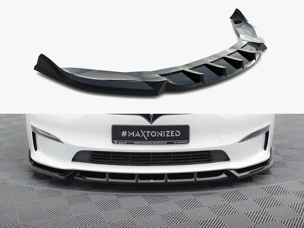 Maxton Design Front Splitter V.1 Tesla Model S Plaid Mk1 Facelift - TE-MODELS-1F2-PL-FD1G - Image 1