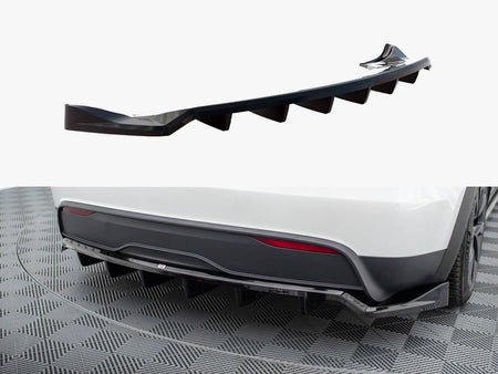 Maxton Design Rear Splitter (Vertical Bars) Tesla Model X Mk1 Facelift - TE-MODELX-1F-RD1G+RD2G - Image 1