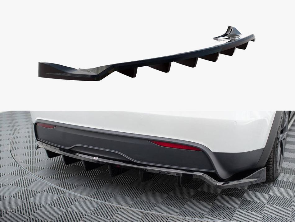 Maxton Design Rear Splitter (Vertical Bars) Tesla Model X Mk1 Facelift - TE-MODELX-1F-RD1G+RD2G - Image 1