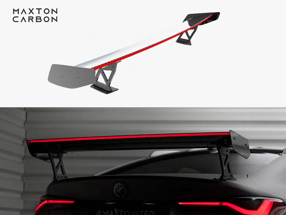 Maxton Design Carbon Spoiler With External Brackets Uprights + LED BMW M4 G82 / G82 Facelift / M440i / 4 M-Pack G22 / G22 Facelift - CF-BM-4-G82-M-WING5-EXT-245-P+LED - Image 1
