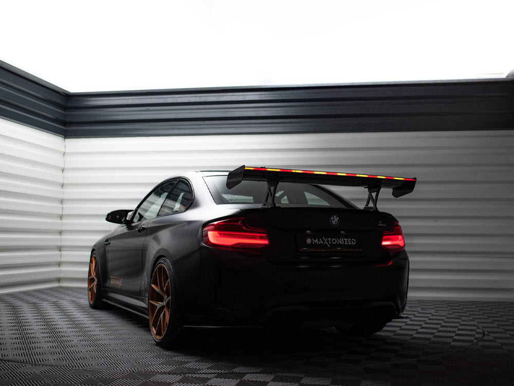 Carbon Spoiler With Internal Brackets Uprights + LED BMW M2 F87