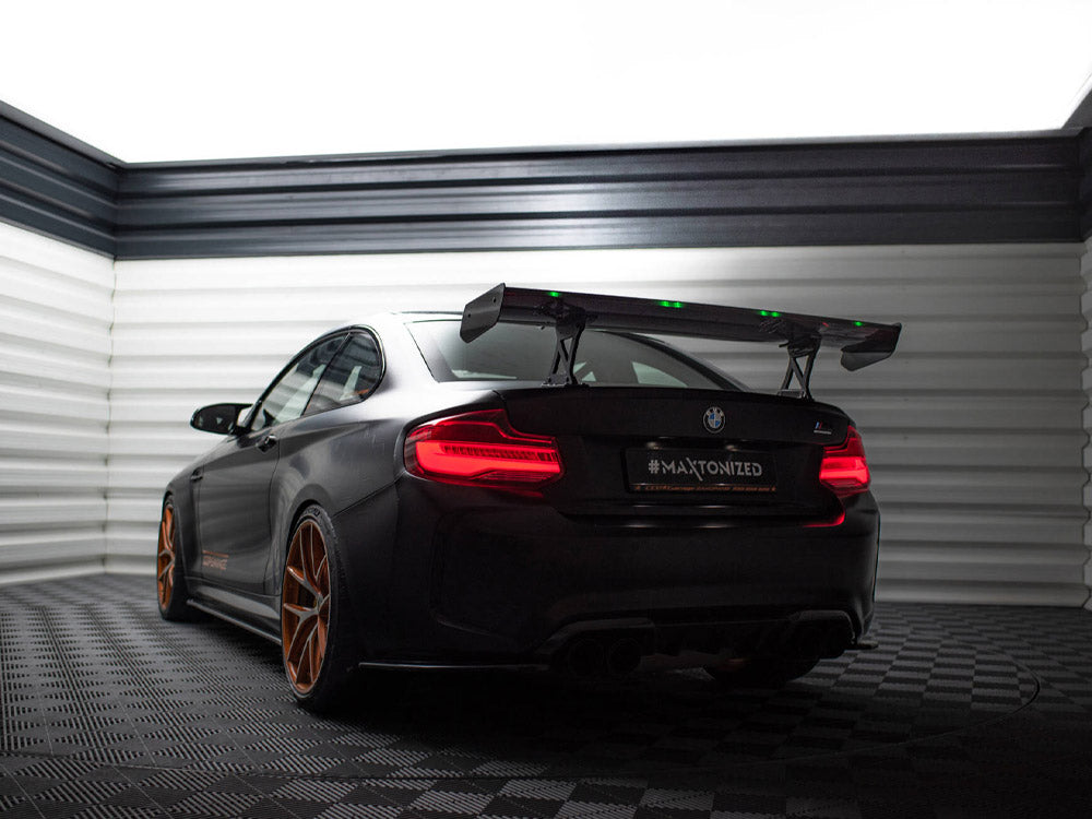 Carbon Spoiler With Internal Brackets Uprights + LED BMW M2 F87