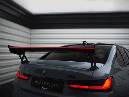 Maxton Design Carbon Spoiler With External Brackets Uprights + LED BMW M3 G80 / M340i G20 / 3 M-Pack G20 / 3 Standard G20 - CF-BM-3-G80-M-WING5-EXT-245-P+LED - Image 3
