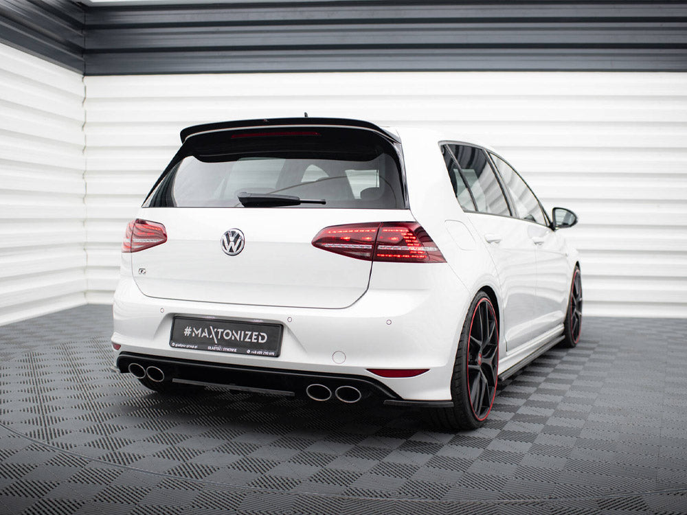 Maxton Design Central Rear Splitter (Vertical Bars) VW Golf R Mk7 - Carbon Look - VW-GO-7-R-RD1+RD2C - Image 2