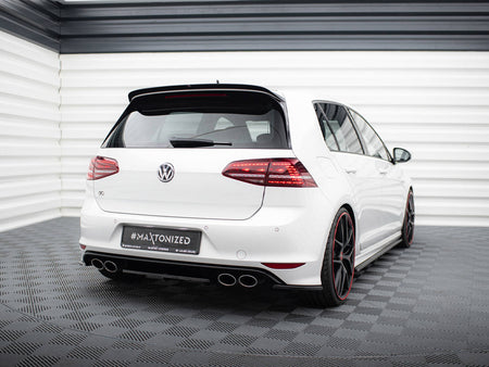 Maxton Design Central Rear Splitter (Vertical Bars) VW Golf R Mk7 - Carbon Look - VW-GO-7-R-RD1+RD2C - Image 2